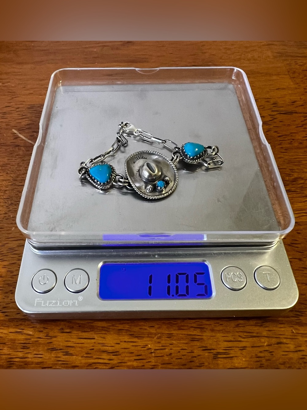 Kingman Turquoise Cowboy Hat Bracelet Sterling Silver Southwestern - Picture 9 of 9